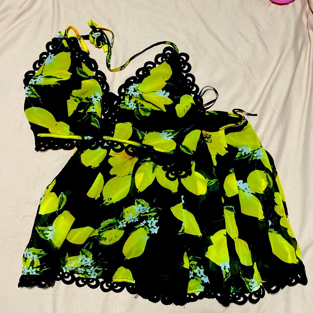 Lemon Pattern Bralette and Shorts
